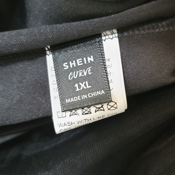 SHEIN Belle Plus Sequin Mesh Overlay Cami Black Mini Dress, Size 1x, Rep Era - Picture 9 of 9